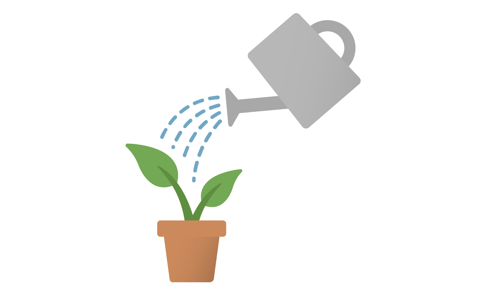 Illustration of a plant being watered and growing