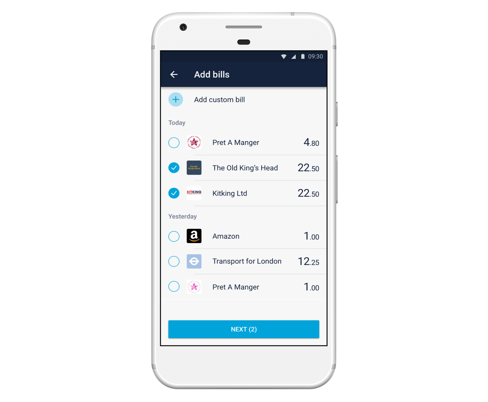 Image of a smartphone showing a Shared Tab on the Monzo app