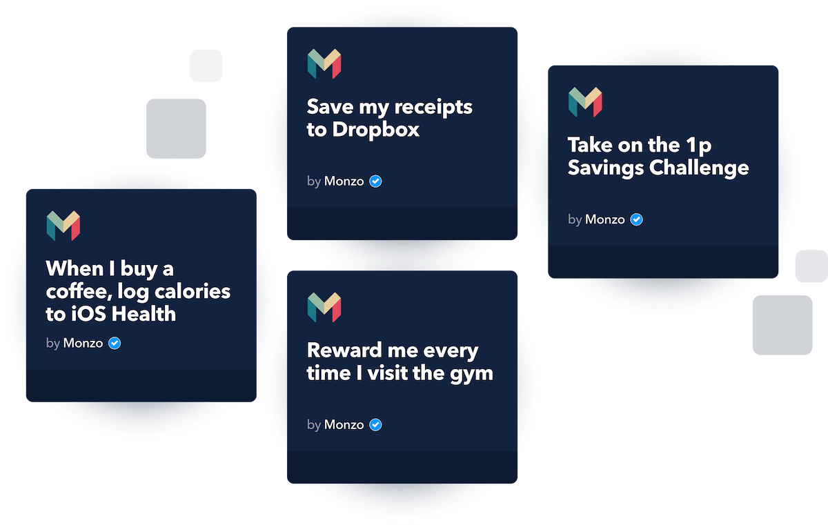 Selection of Monzo x IFTTT Applets